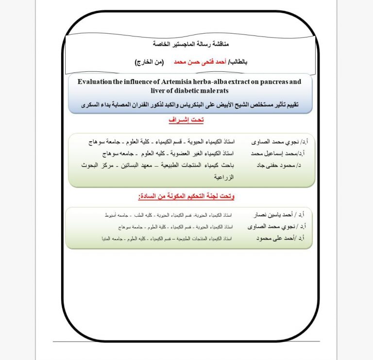 مناقشة رسالة الماجستير للطالب/ احمد فتحي حسن