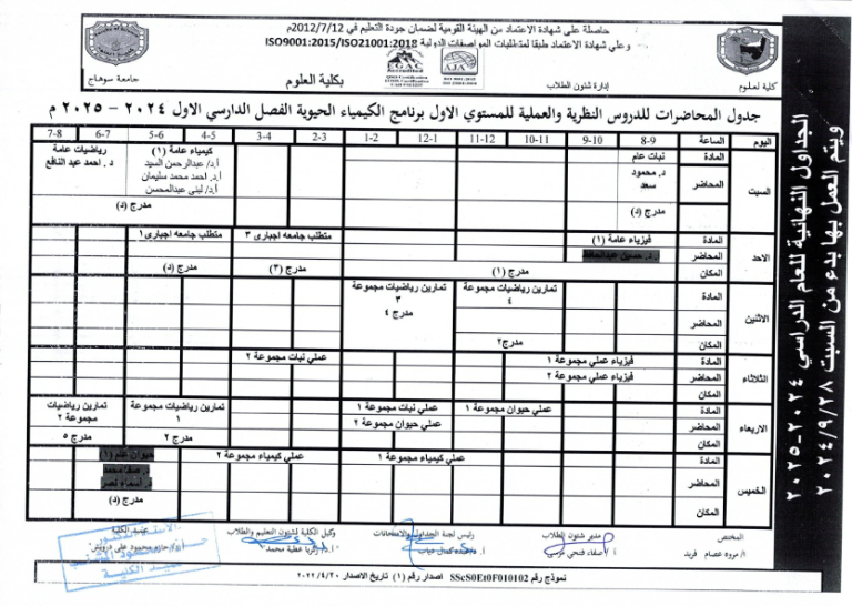 جداول محاضرات الفصل الدراسي الاول2024- 2025_005