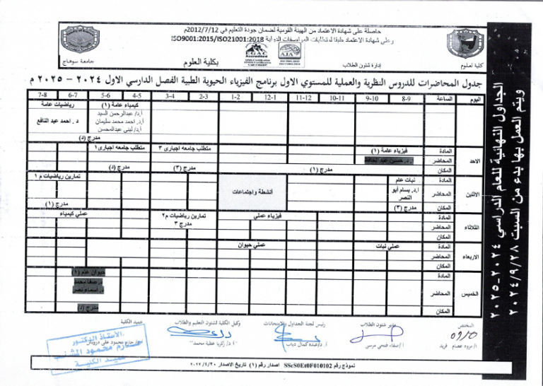 جداول محاضرات الفصل الدراسي الاول2024- 2025_006