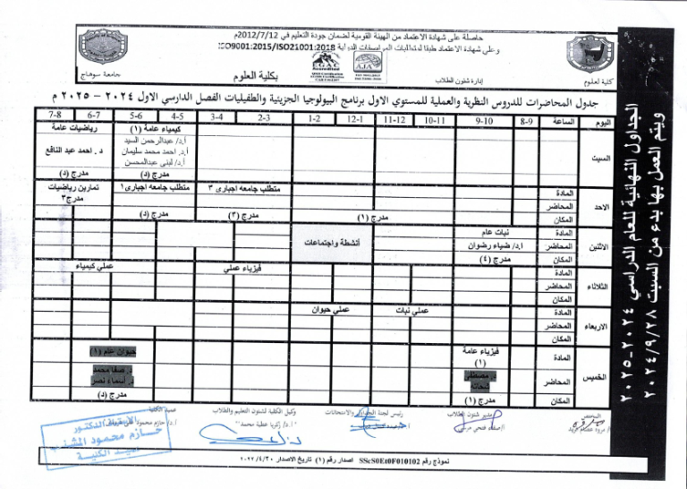 جداول محاضرات الفصل الدراسي الاول2024- 2025_008