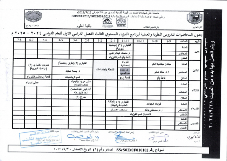 جداول محاضرات الفصل الدراسي الاول2024- 2025_010