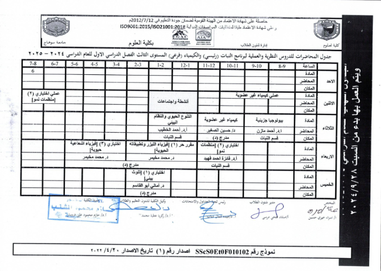 جداول محاضرات الفصل الدراسي الاول2024- 2025_013