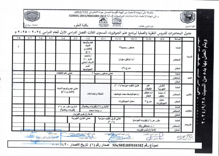 جداول محاضرات الفصل الدراسي الاول2024- 2025_016