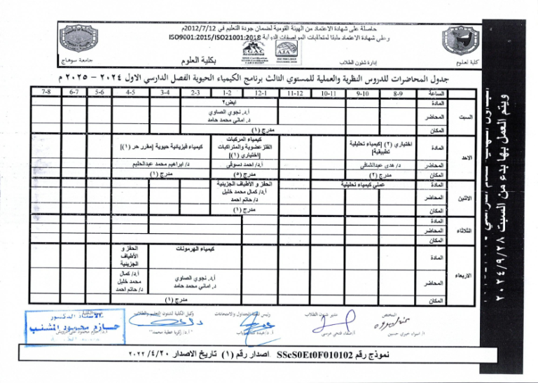 جداول محاضرات الفصل الدراسي الاول2024- 2025_019