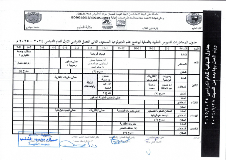 جداول محاضرات الفصل الدراسي الاول2024- 2025_030