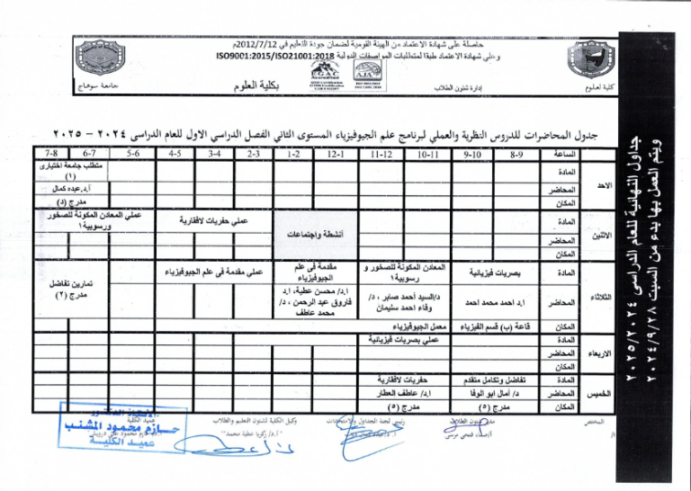جداول محاضرات الفصل الدراسي الاول2024- 2025_031