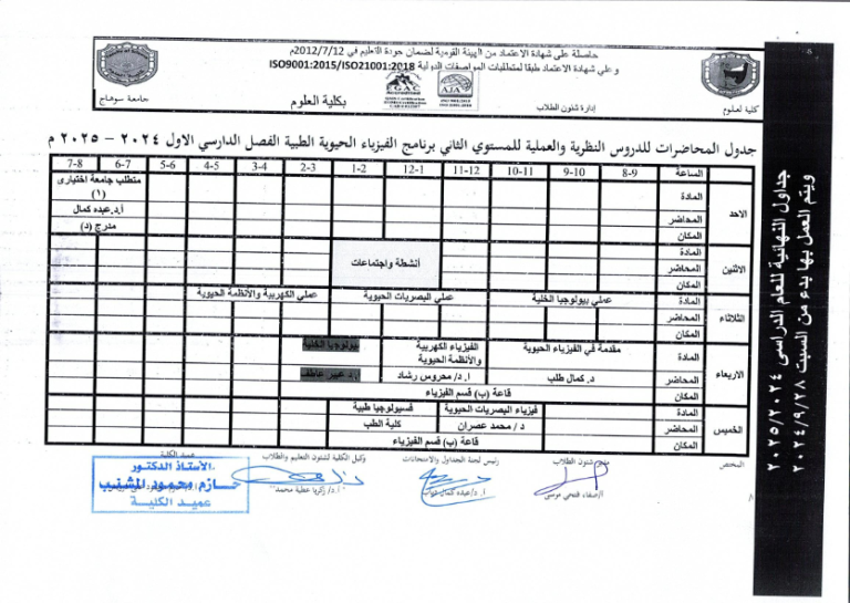 جداول محاضرات الفصل الدراسي الاول2024- 2025_034