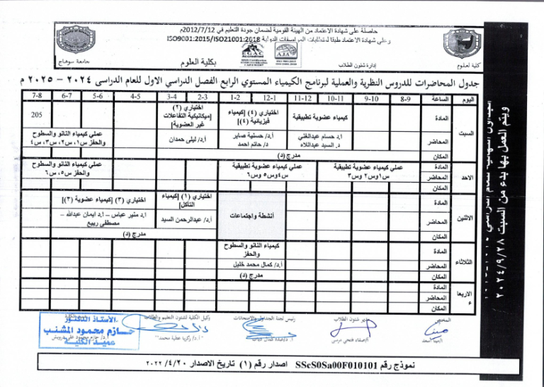 جداول محاضرات الفصل الدراسي الاول2024- 2025_040