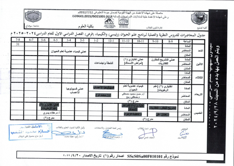 جداول محاضرات الفصل الدراسي الاول2024- 2025_045