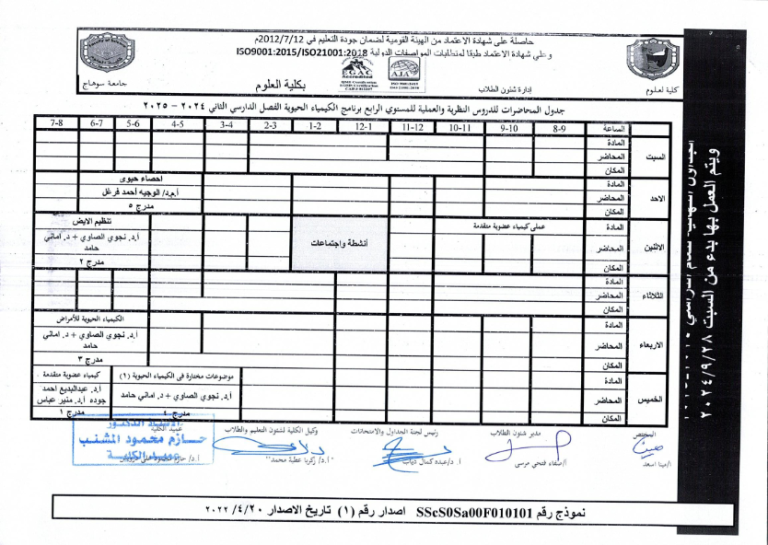 جداول محاضرات الفصل الدراسي الاول2024- 2025_050
